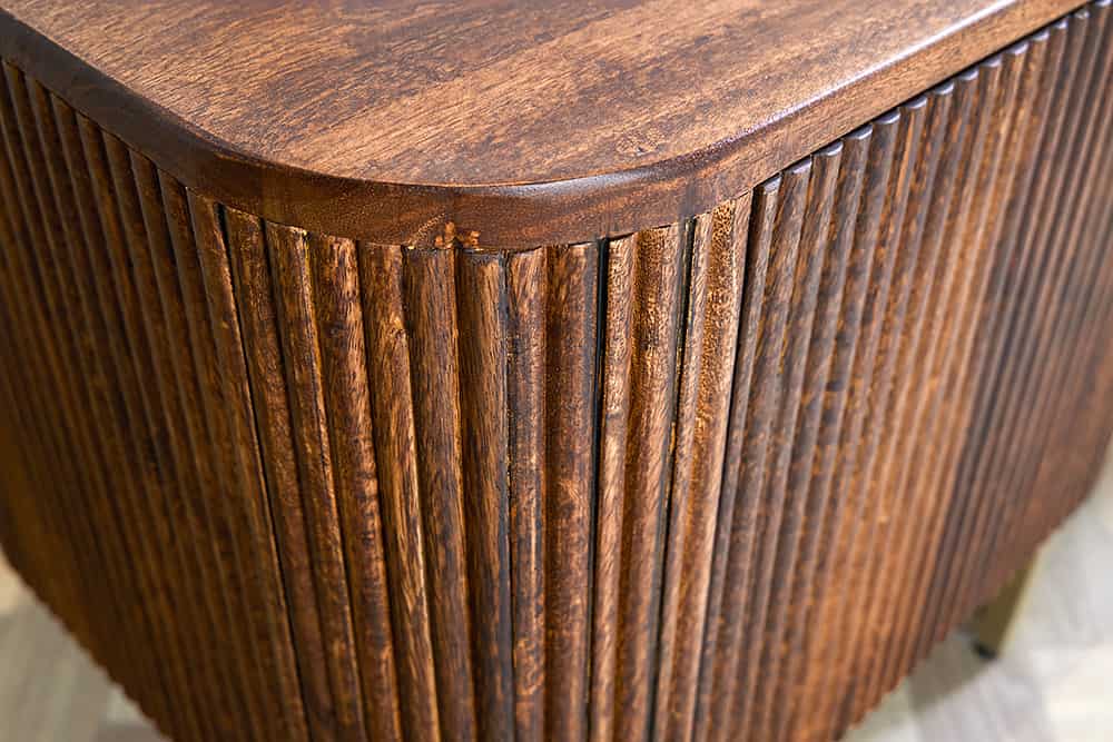 Design TV Board GATSBY 160cm braun mattgold Mangoholz Retro