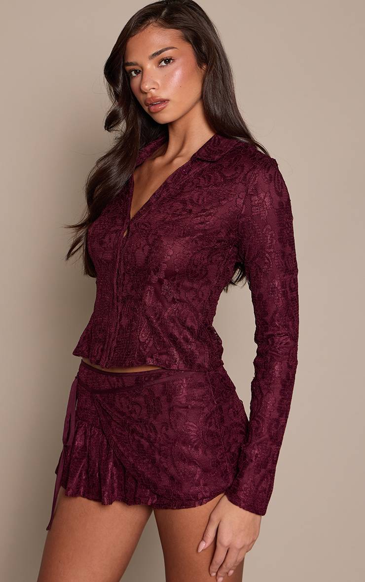 Prune Chemise En Dentelle À Manches Longues