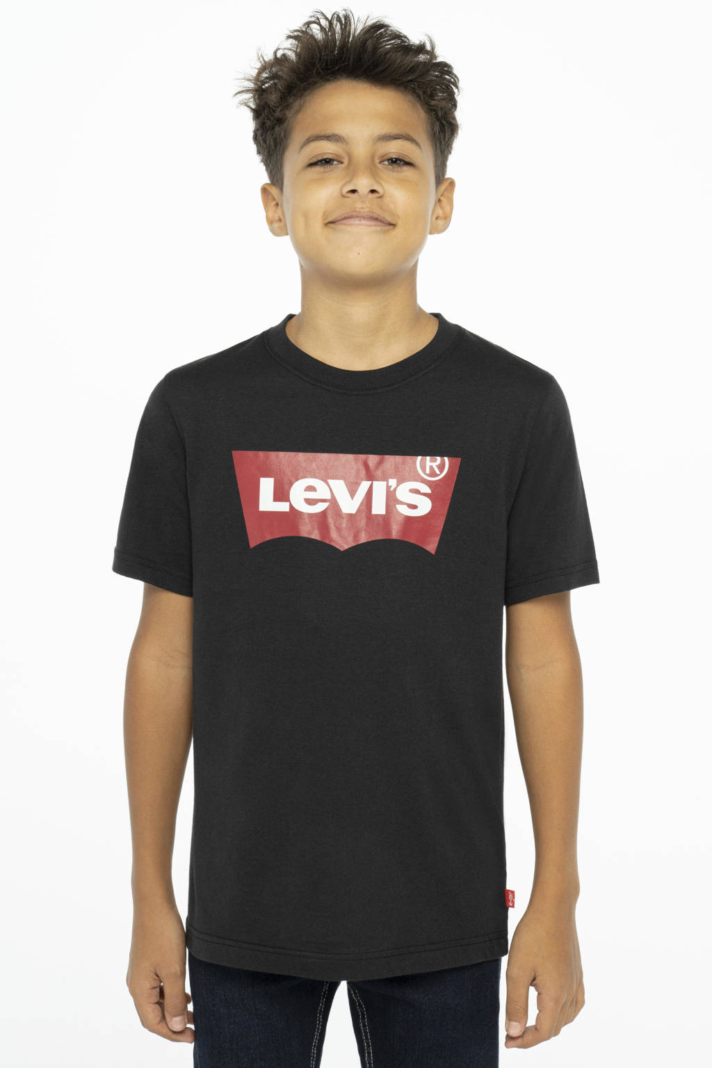 Levi's T-shirt Batwing met logo zwart