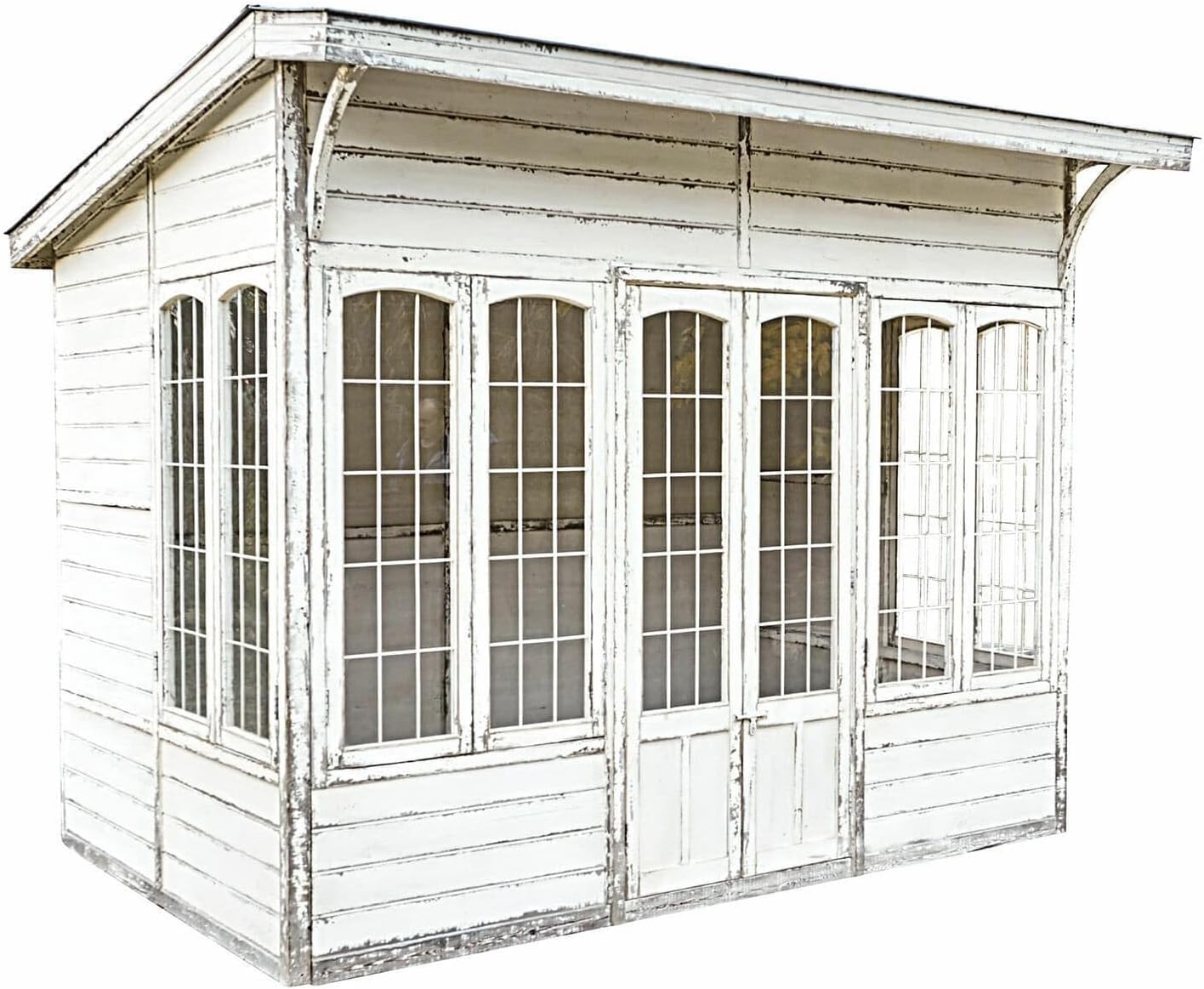 Loberon Gartenhaus South Coventry, Zauberhaftes Refugium, Attraktive Vintage-Optik, Geräumiger Innenbereich, Gartenmöbel, Outdoor, Kiefernholz, Acryl, Eisen, antikweiß