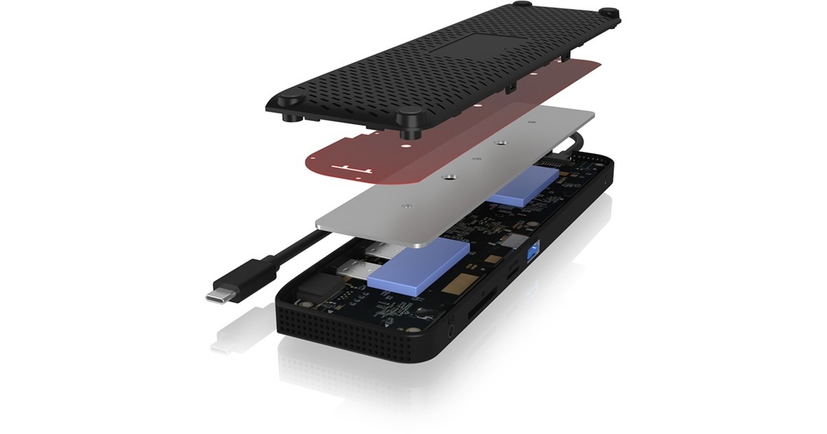 ICY BOXIB-DK2116-C 11-in-1 Mobile DockingStation with Triple Video Output  (Zwart, HDMI, DisplayPort, LAN, USB Type-C)
