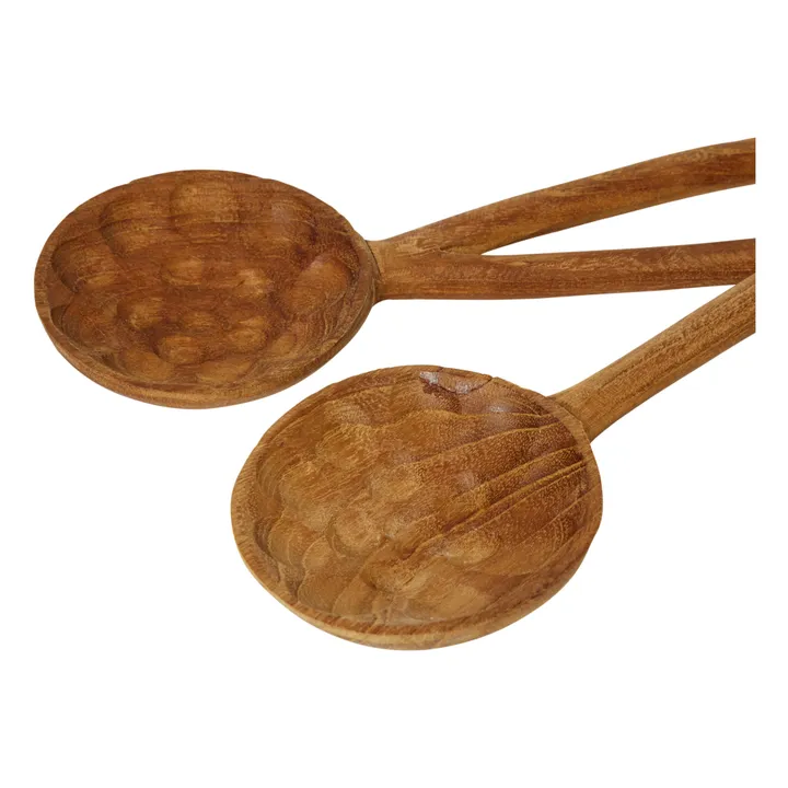 Pure Wood Design Couverts à salade rustiques - Set de 2 | Teck