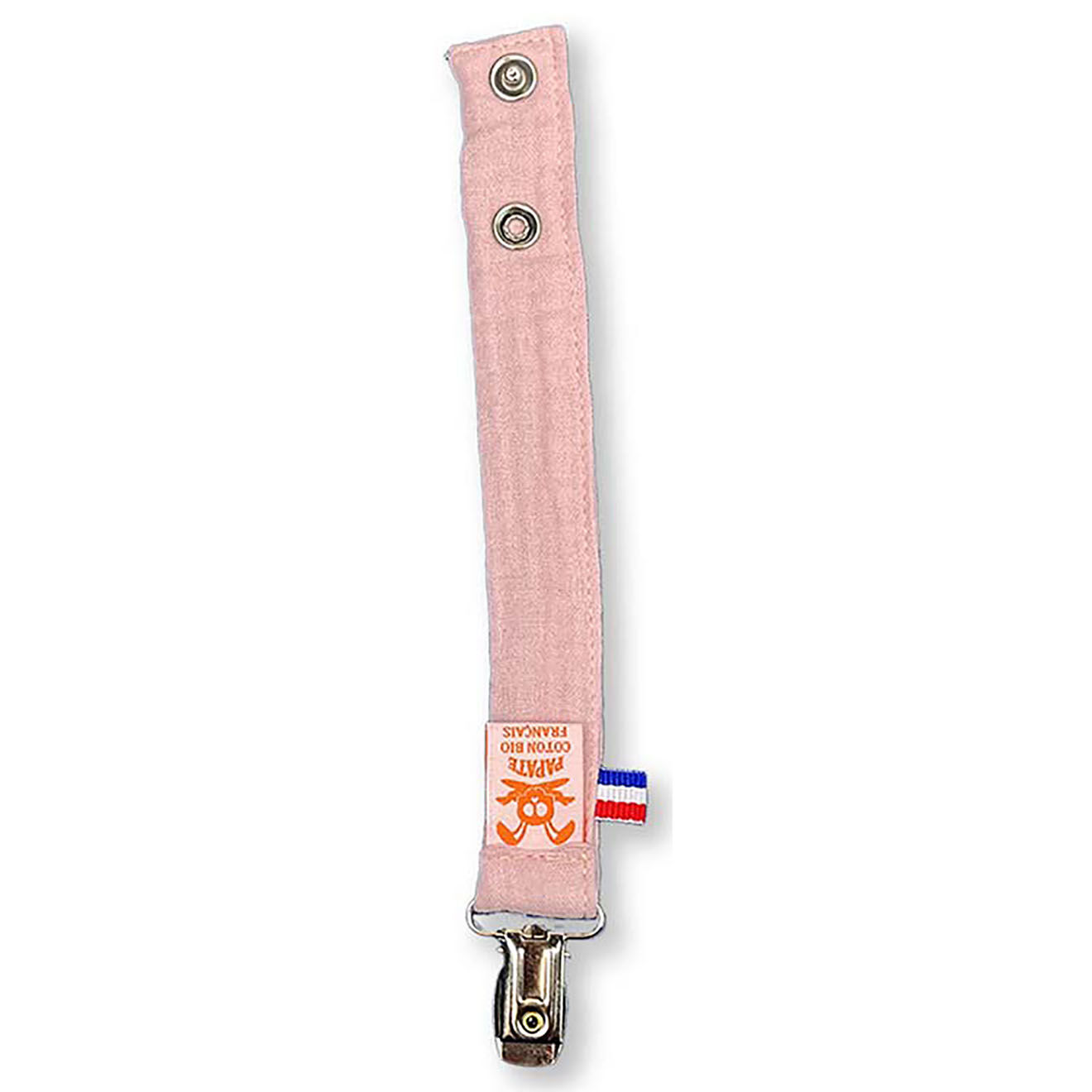 Papate Attache Tétine en Coton Bio Teddy rose - 17x2 cm