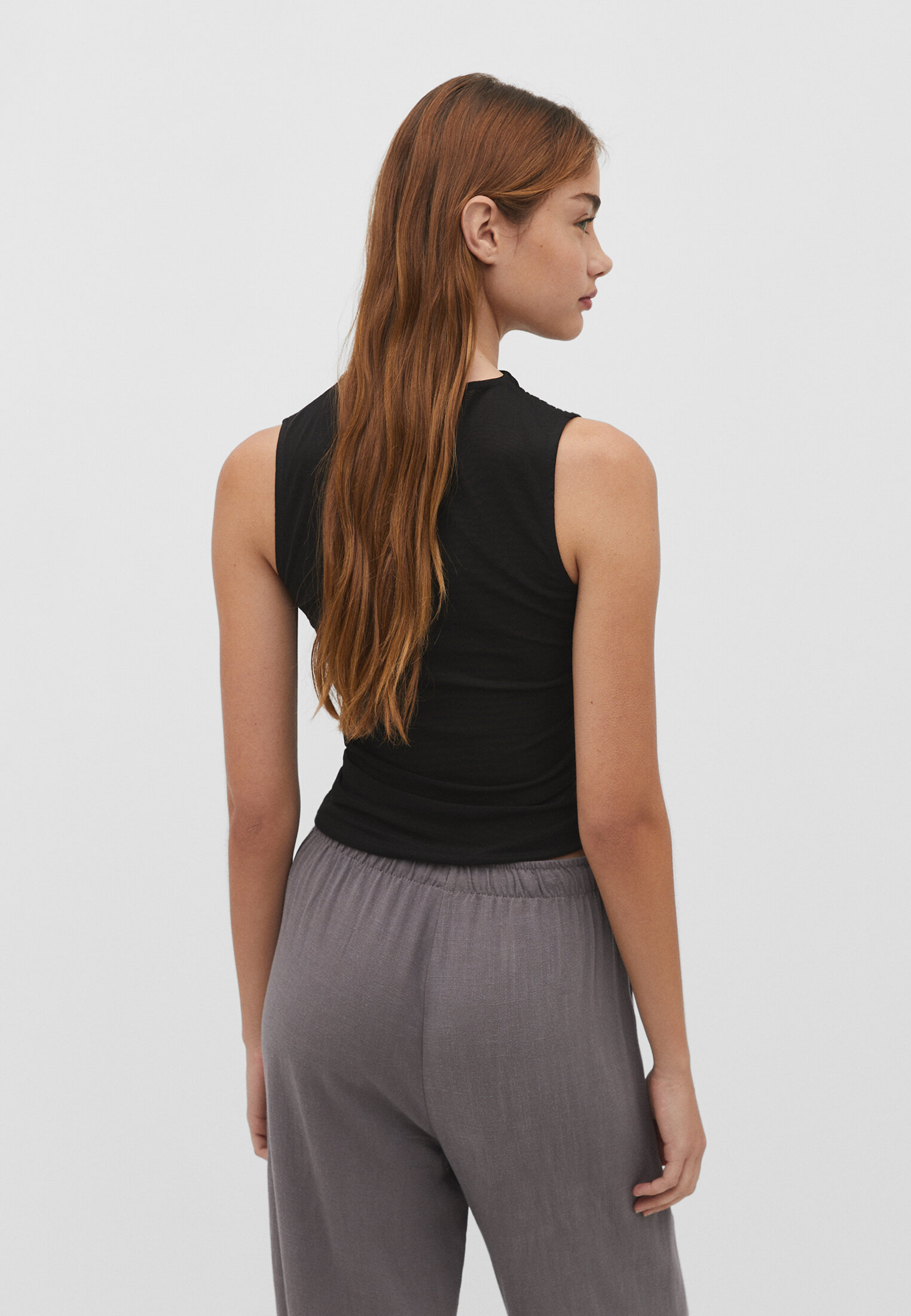 Camiseta de tule franzido