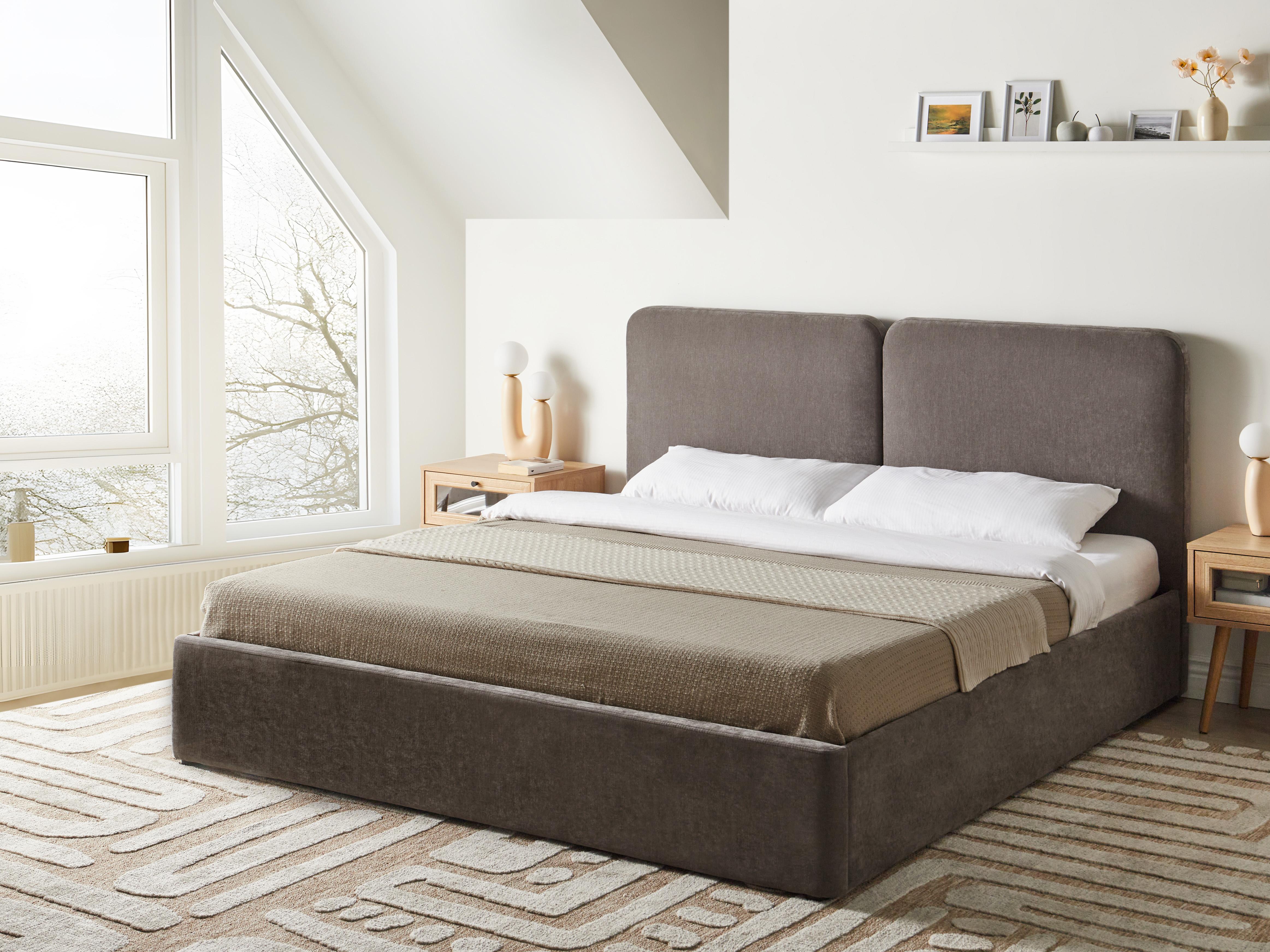 Bed met opbergruimte Chenille ARBOIS 180 x 200 cm Taupe