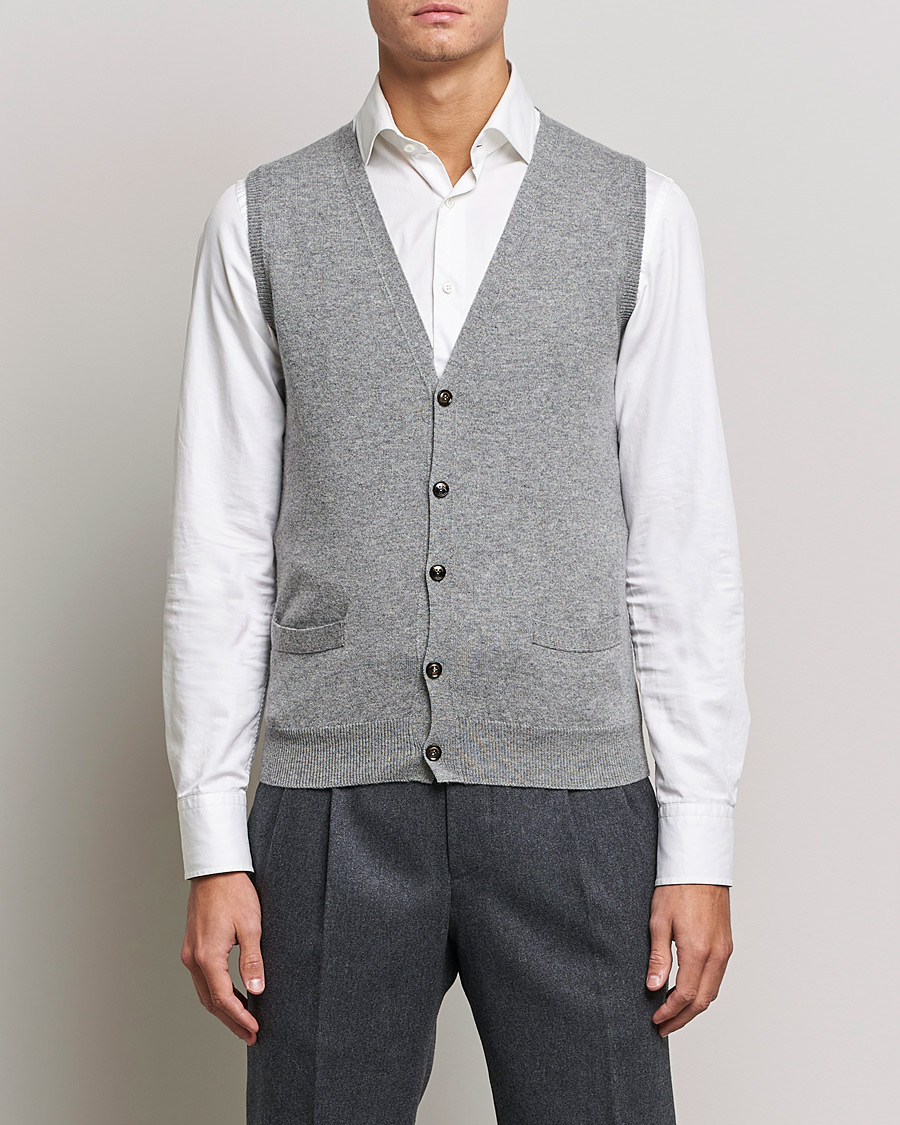 Piacenza Cashmere Cashmere Sleeveless Cardigan Light Grey