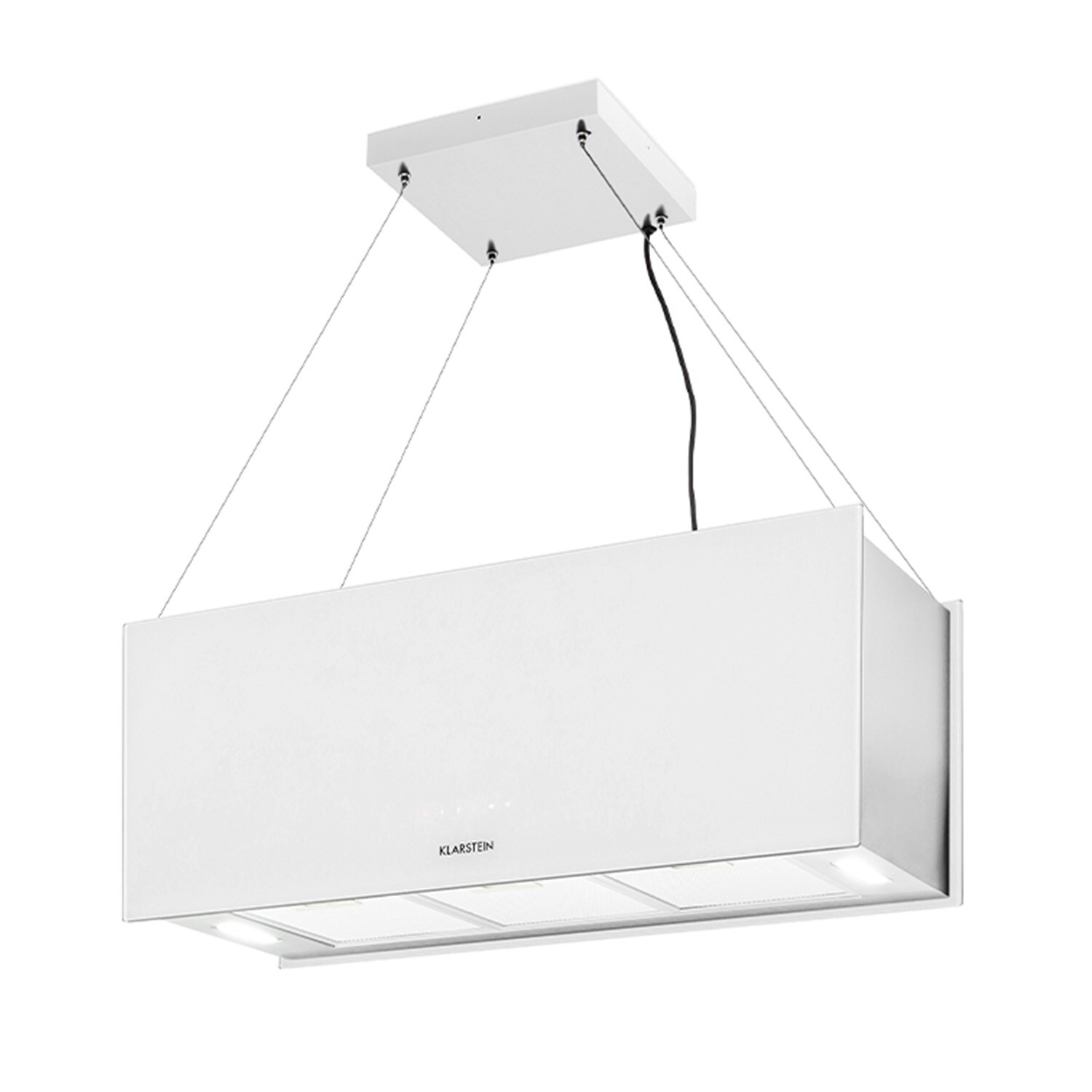 Kronleuchter XL Inselabzugshaube 90cm Umluft 590m³/h LED Touch weiß Weiß