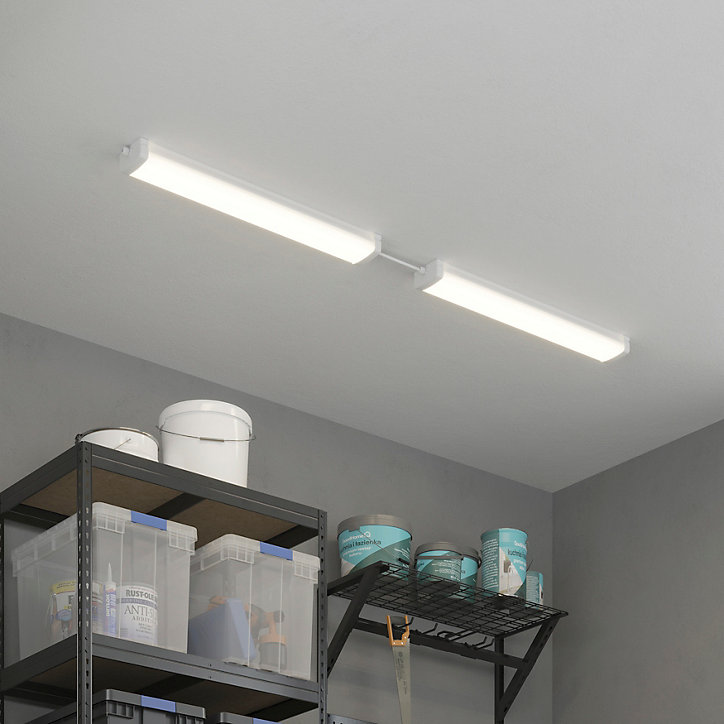 Réglette lumineuse Gallius LED intégrée blanc neutre IP65 3450lm 31W L.90xl.12xH.6cm blanc GoodHome
