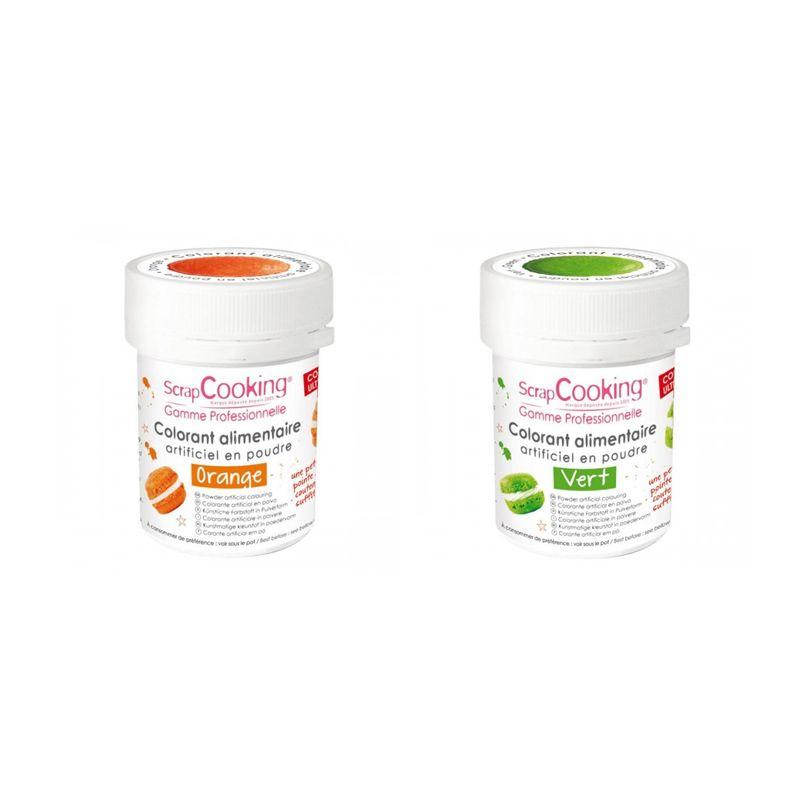2 colorants alimentaires en poudre - vert-orange Scrapcooking