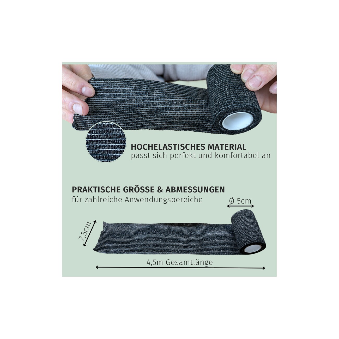Hufeisenliebe PetPerfekt Bandagen 7,5cm x 4,5m 8 schwarz