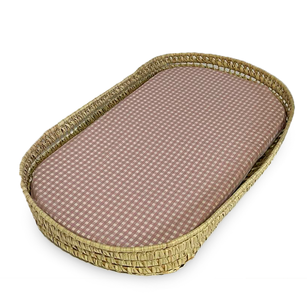 Cama EliteLounge com estampa de palmeiras + colchão impermeável + capa de colchão Rosé Vichý