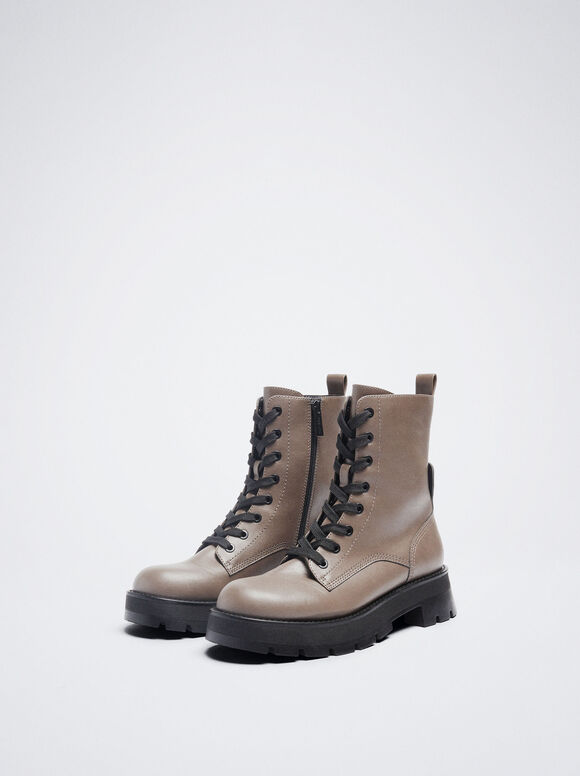 Botas militares com cadarço - Marrom