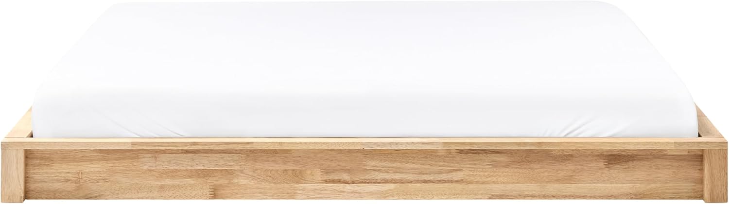 Beliani Bett Holz Hellbraun ohne Kopfteil mit Lattenrost niedrig 180 x 200 cm Antras