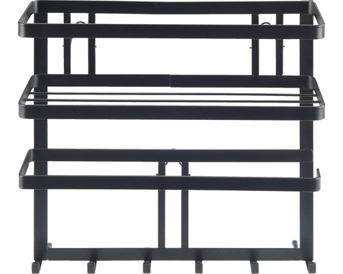 Multifunctionele Wenko Gala keukenplank met keukenrolhouder & reling inclusief 6 haken, zwart