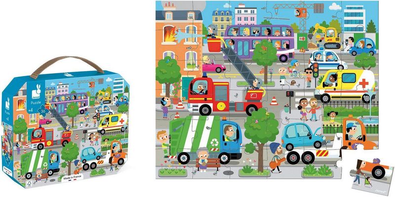 Janod - J02644 - Kinderpuzzel - Stad - 36 Stukken - Educatief Spel