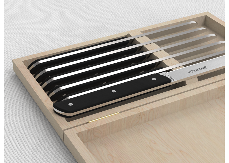 Service de 6 couteaux de table avec un manche en bois d'ébène et lame en acier inoxydable