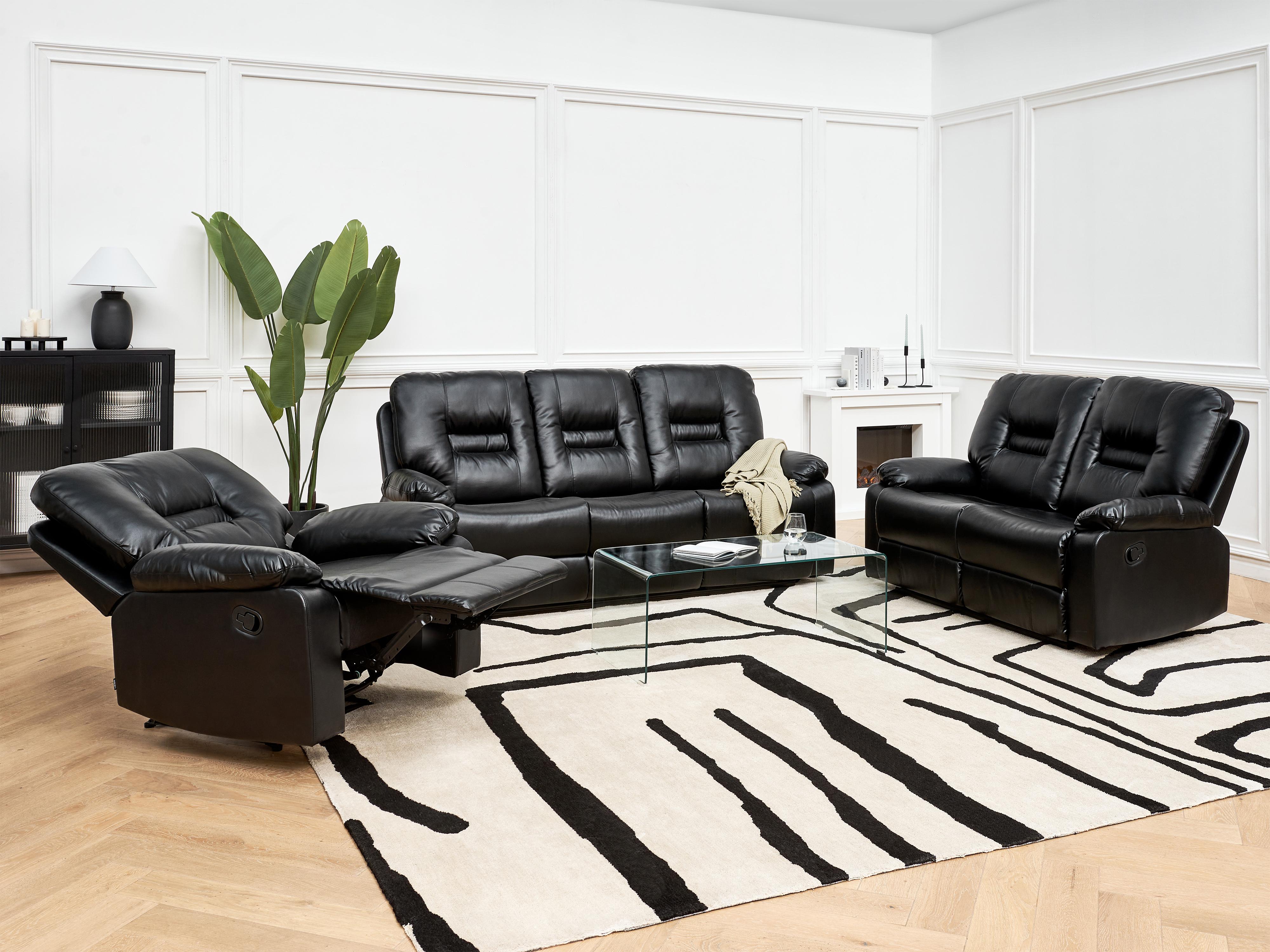 Relaxfauteuil BERGEN inclusief voetensteun Kunstleer Zwart