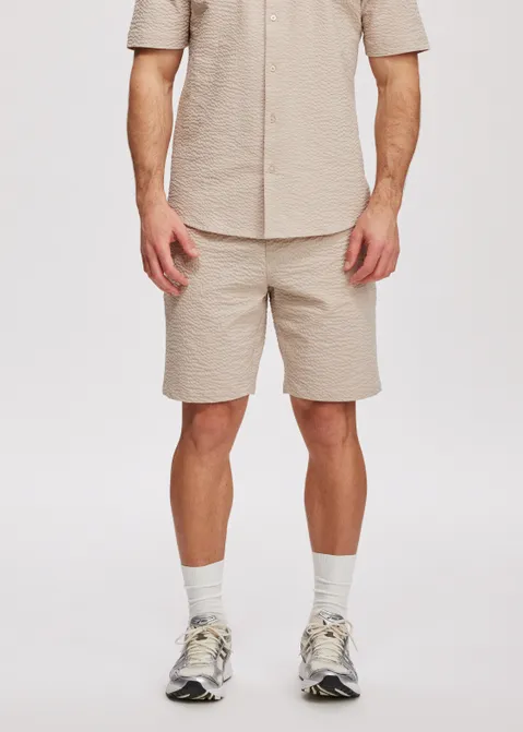 Korte broek seersucker zand (ZAND)