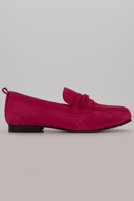 Leder-Loafer, Flechtriemen, Wechselfußbett, Weite H