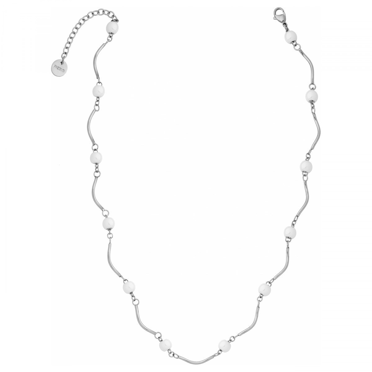 Collier multi-motifs en Acier 316L et céramique - blanc brillant