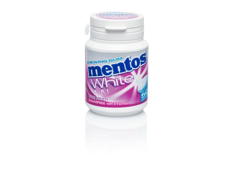Mentos Kaugummi White Tutti Frutti 75 g Zahnpflegekaugummi fruchtigem Minzegeschmack