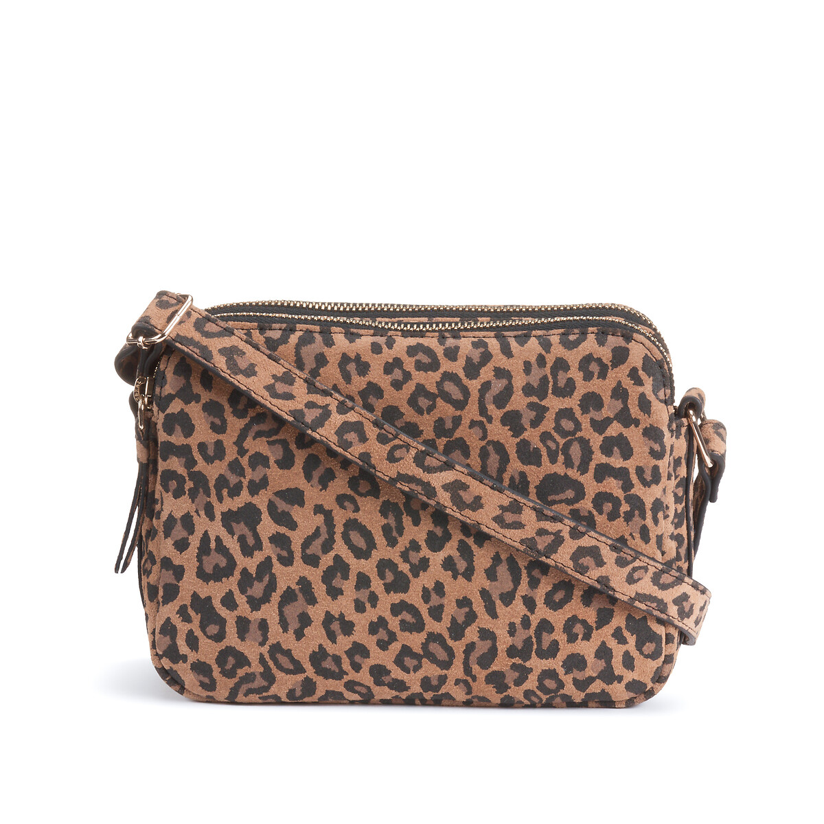 COLEÇÕES LA REDOUTE<br>Bolsa clutch em camurça com estampa de leopardo
