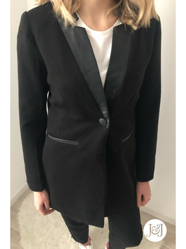 Veste noire col simili « Bombay »