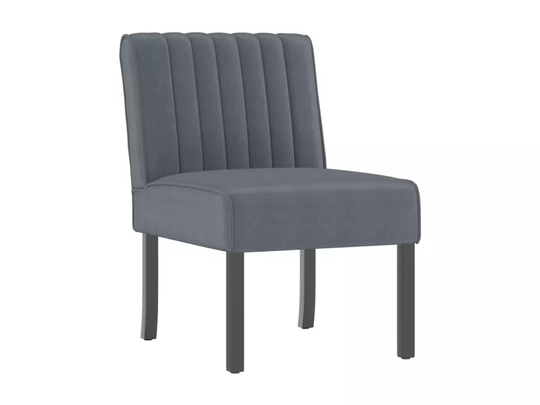 Fauteuil sans accoudoirs gris foncé velours