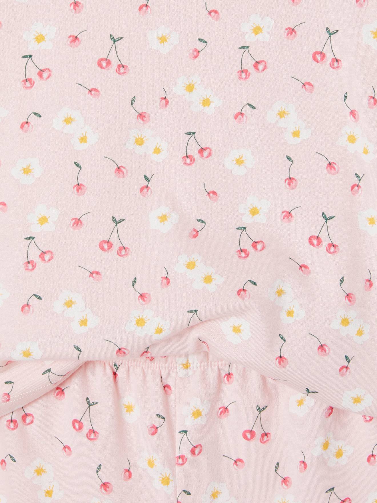 Conjunto de 2 pijamas com shorts estampados com flores e cerejas para meninas