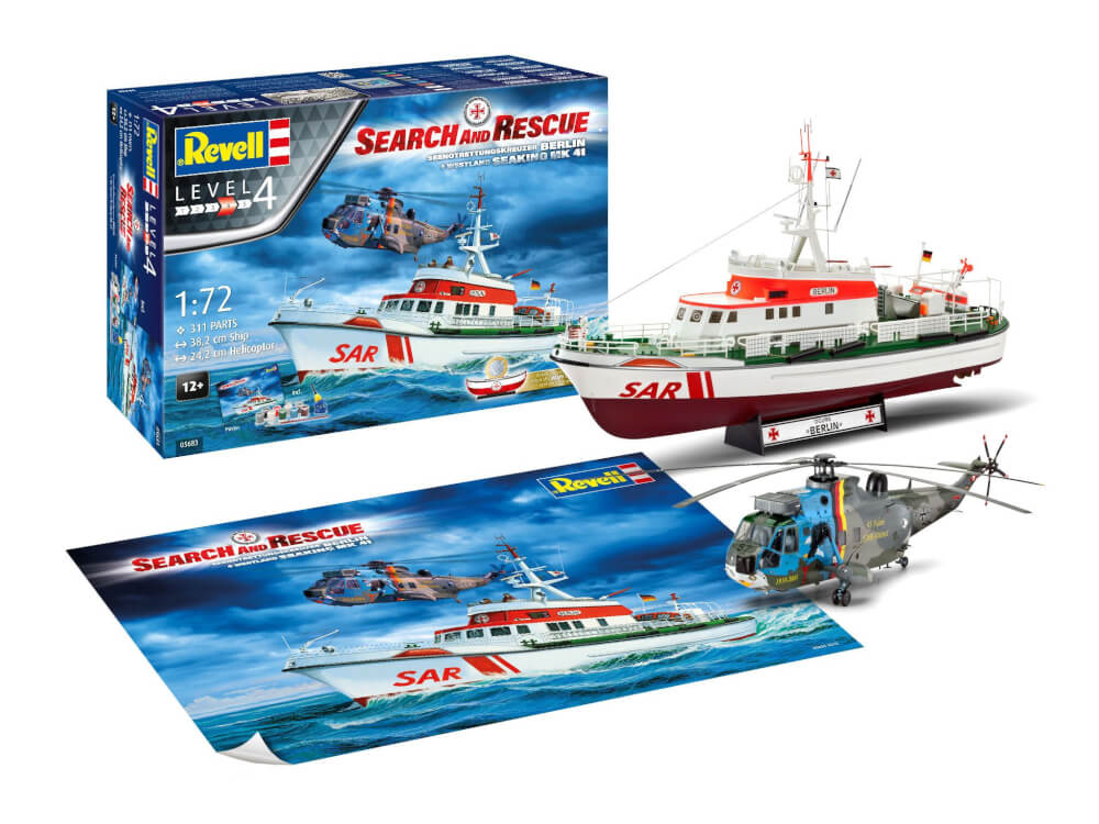 REVELL  05683 1:72 SAR Set - DGzRS Arkona   Westland Sea King Mk 41 ab 12 Jahre
