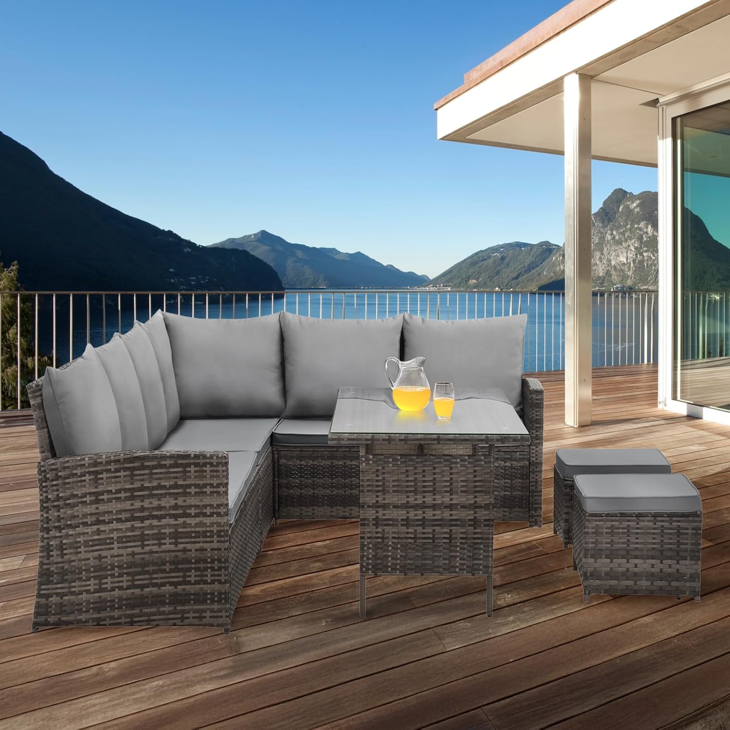 SVITA Monroe Garten-Lounge Set Polyrattan Lounge-Möbel Sitzgruppe Braun