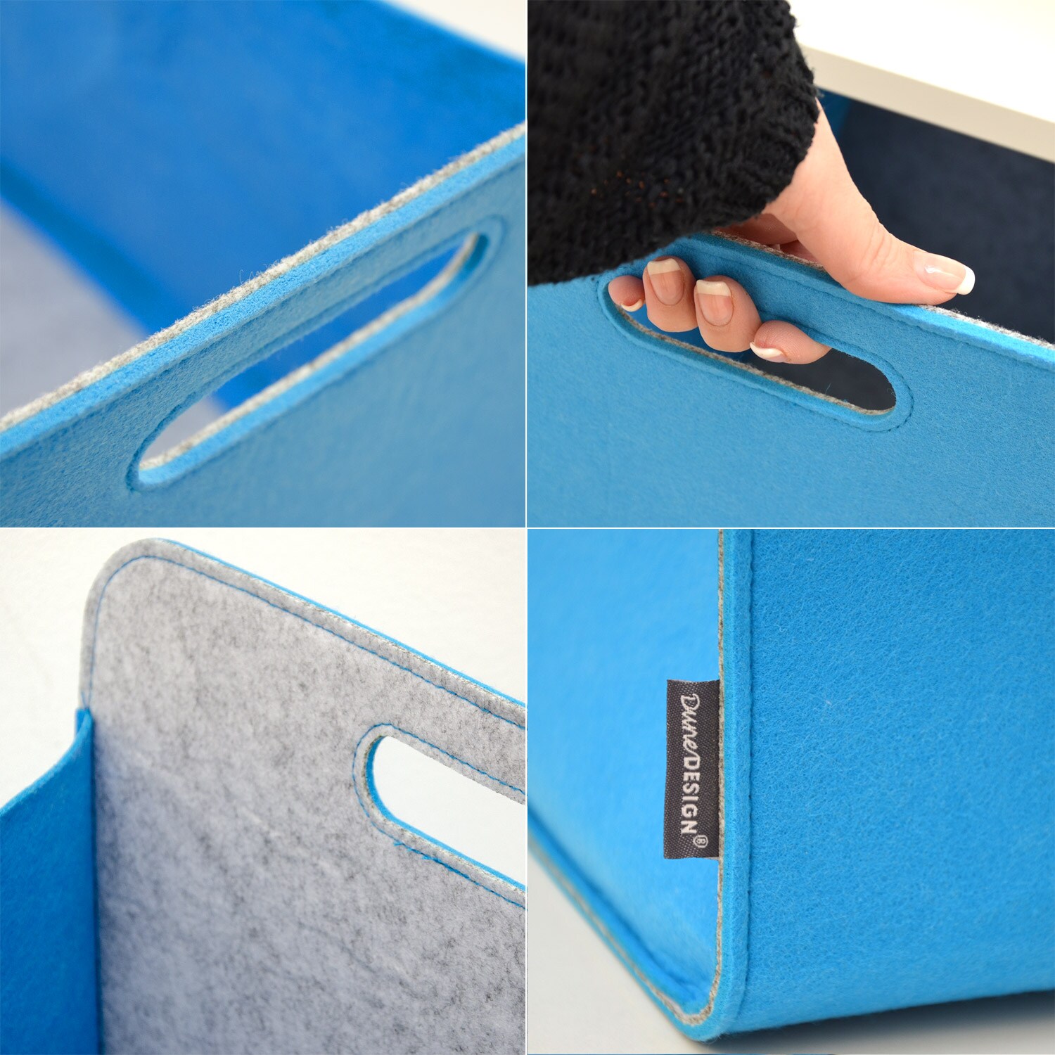 4er Set Filz Aufbewahrungsbox 33x33x38 cm Kallax Filzkorb Regal Box Grau Blau