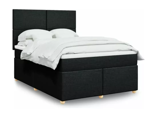 Sommier à lattes de lit avec matelas Noir 140x190 cm Tissu