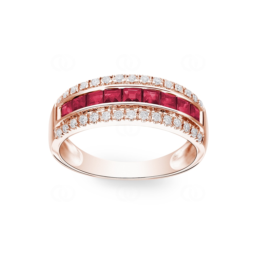 Rubinring 750/18 K Roségold mit Diamanten 0.20 ct H/si