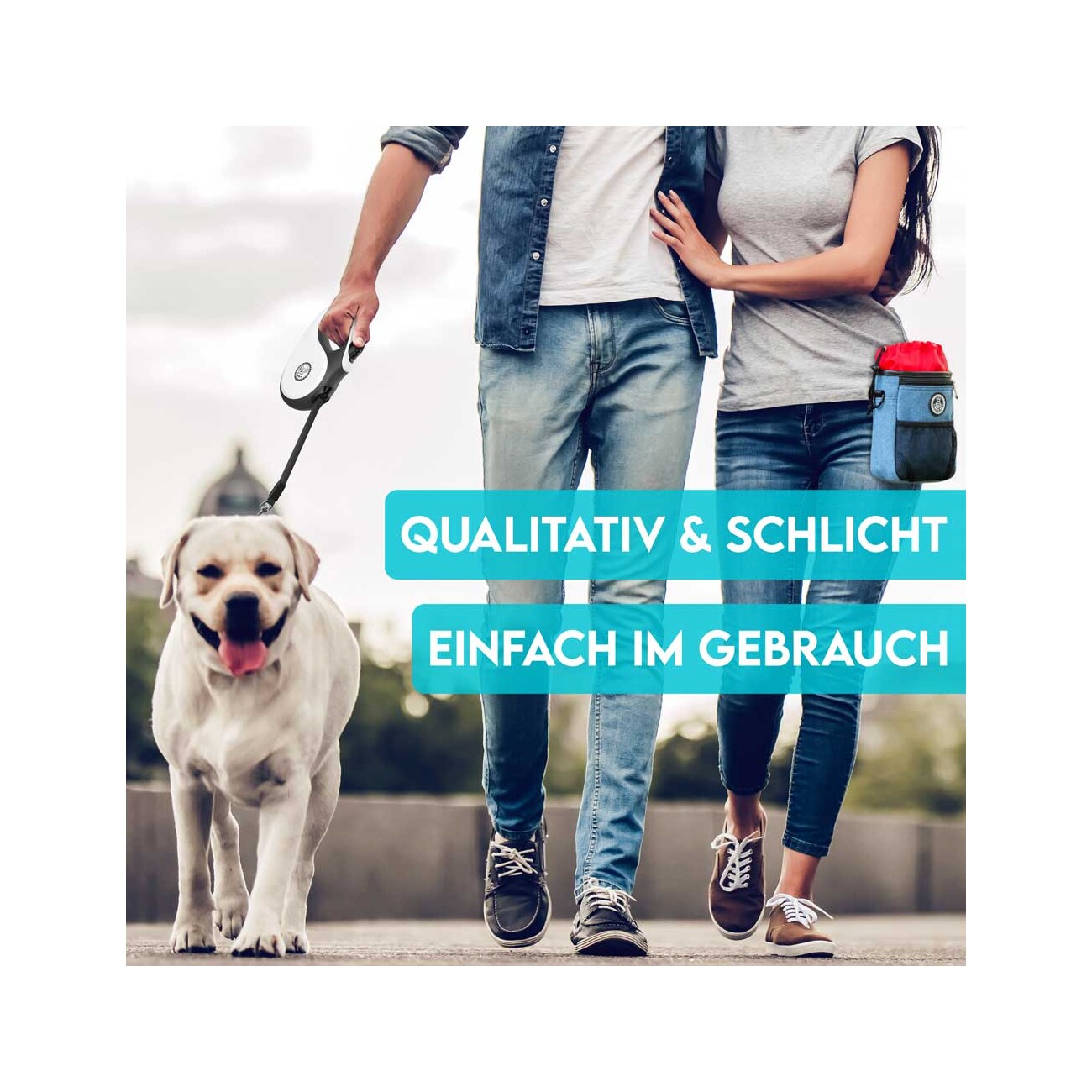 HUND IST KÖNIG Rollleine für Hunde | robuste Hundeleine für kleine & große Hunde | 15-50 kg schwarz/ weiß S
