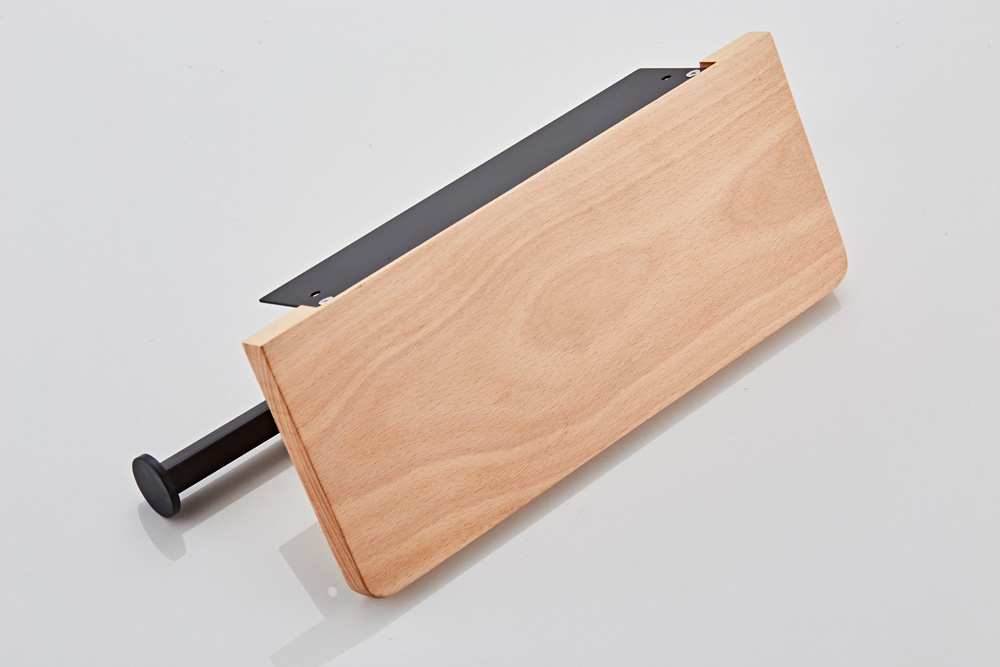 Saniclear Lumber dubbele toilet rolhouder met plank mat zwart walnoothout