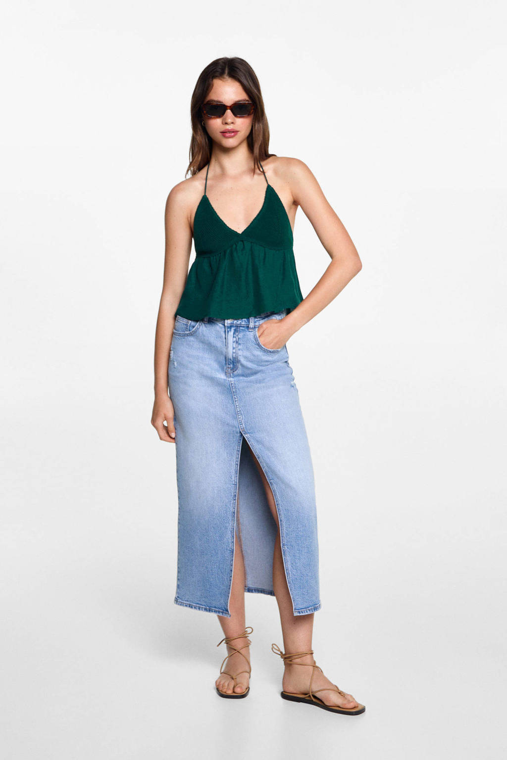 MANGO TEEN crop top donkergroen