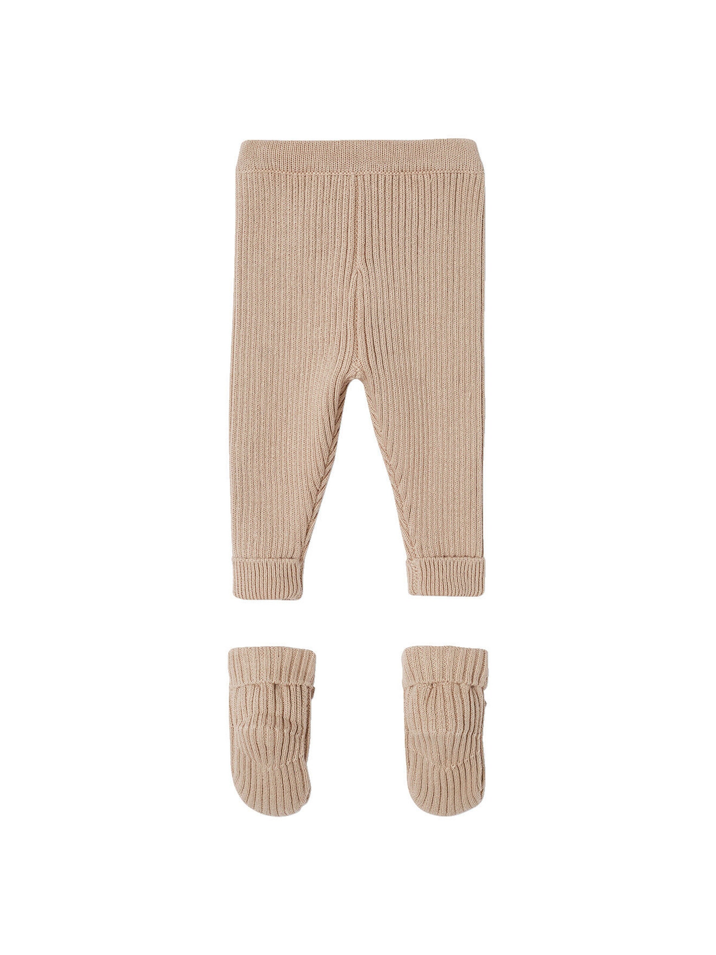 Vertbaudet Baby-Set: Strickhose & Schühchen beige