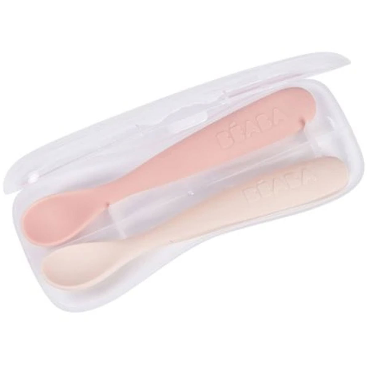 BeabaBeaba   2er Silikonlöffelset für das erste Lebensjahr rosa