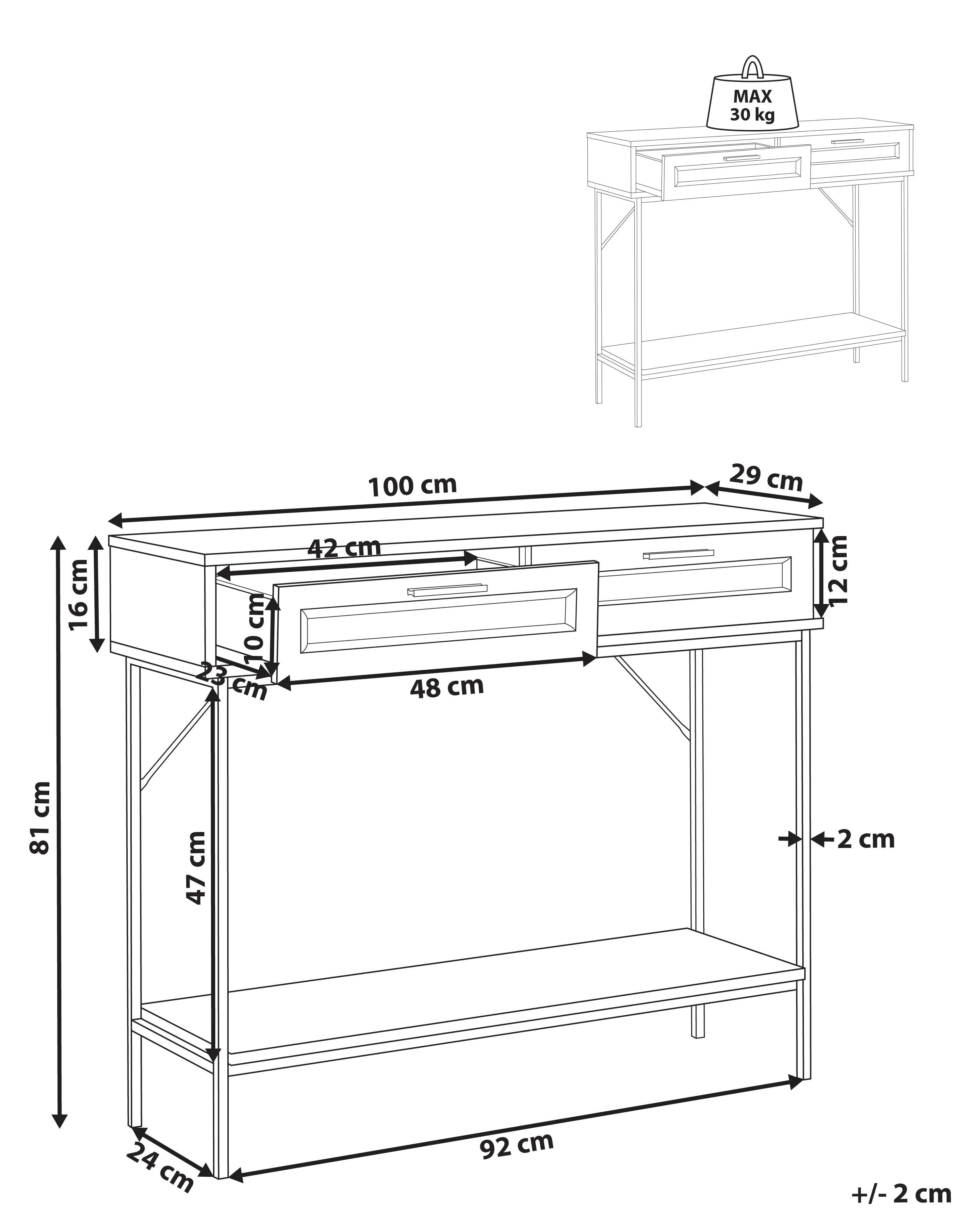 Sidetable PASCO Lichtbruin