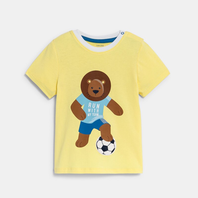 T-shirt lion foot jaune bébé garçon Jaune