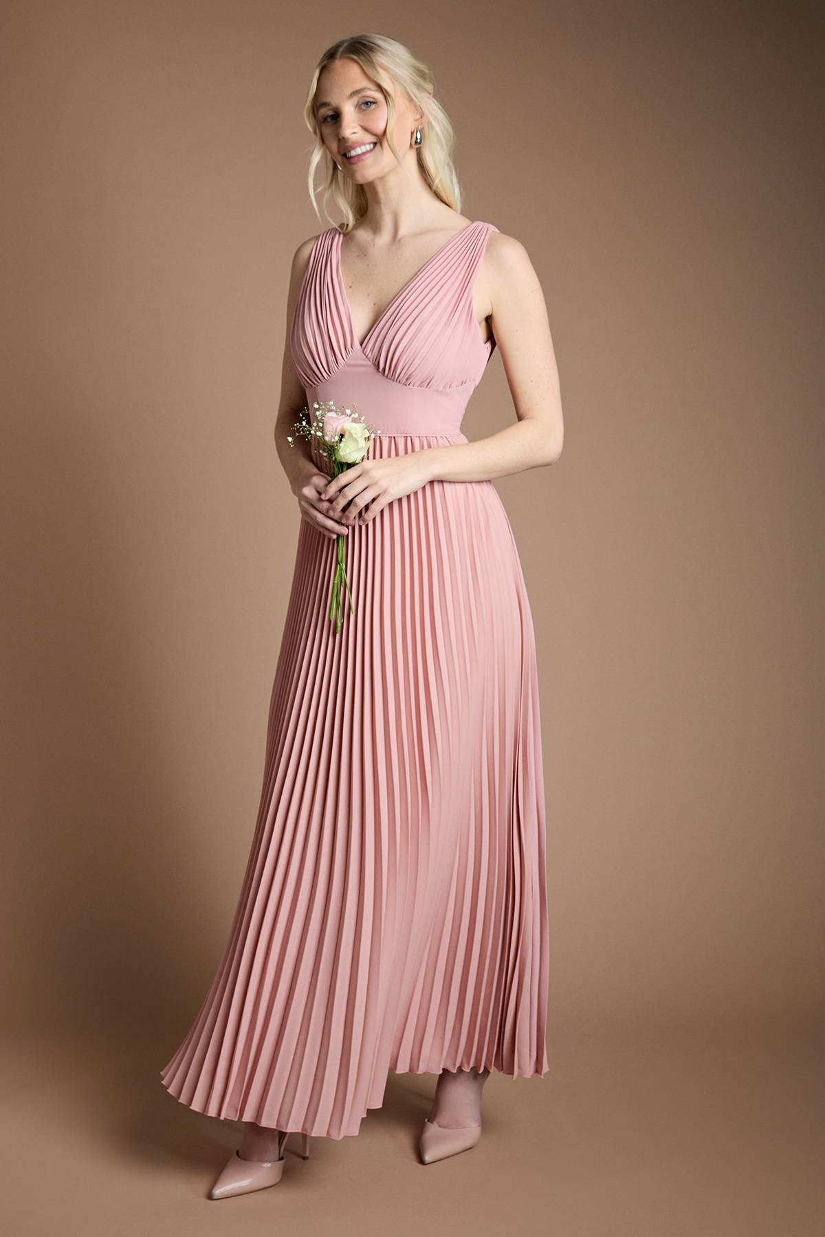 Coast Robe Longue de Demoiselle d'Honneur à Décolleté Plongeant et Plis