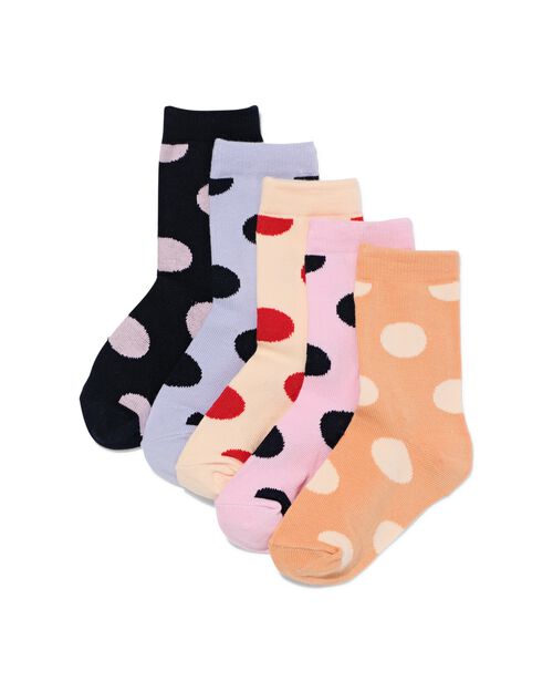 chaussettes en coton à pois - 5 paires bleu foncé