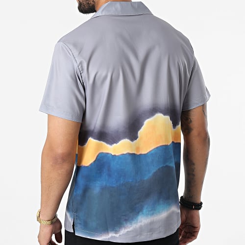 Chemise Manches Courtes Gris Bleu