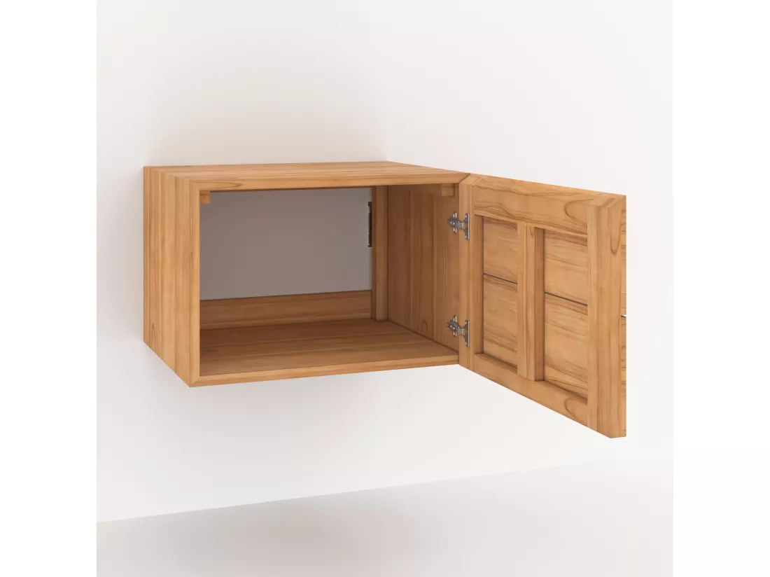 Meuble de salle de bain suspendu en bois de teck 60 cm - Hera