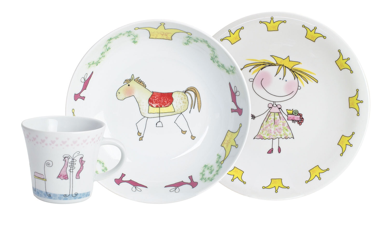 KAHLA Kindergeschirrset KIDS 3-teilig Weiß/ Dekor Märchenprinzessin