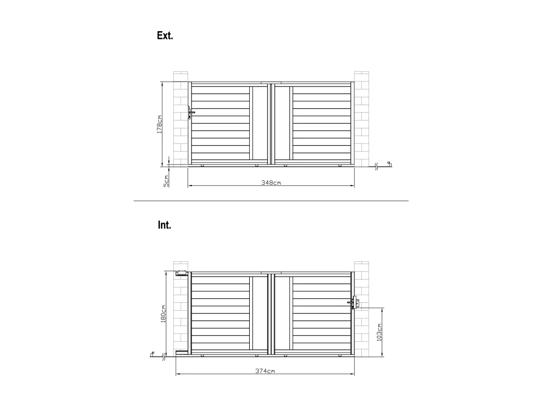 Portail électrique coulissant aluminium semi plein à motifs L374 x H180 cm anthracite GREGOR
