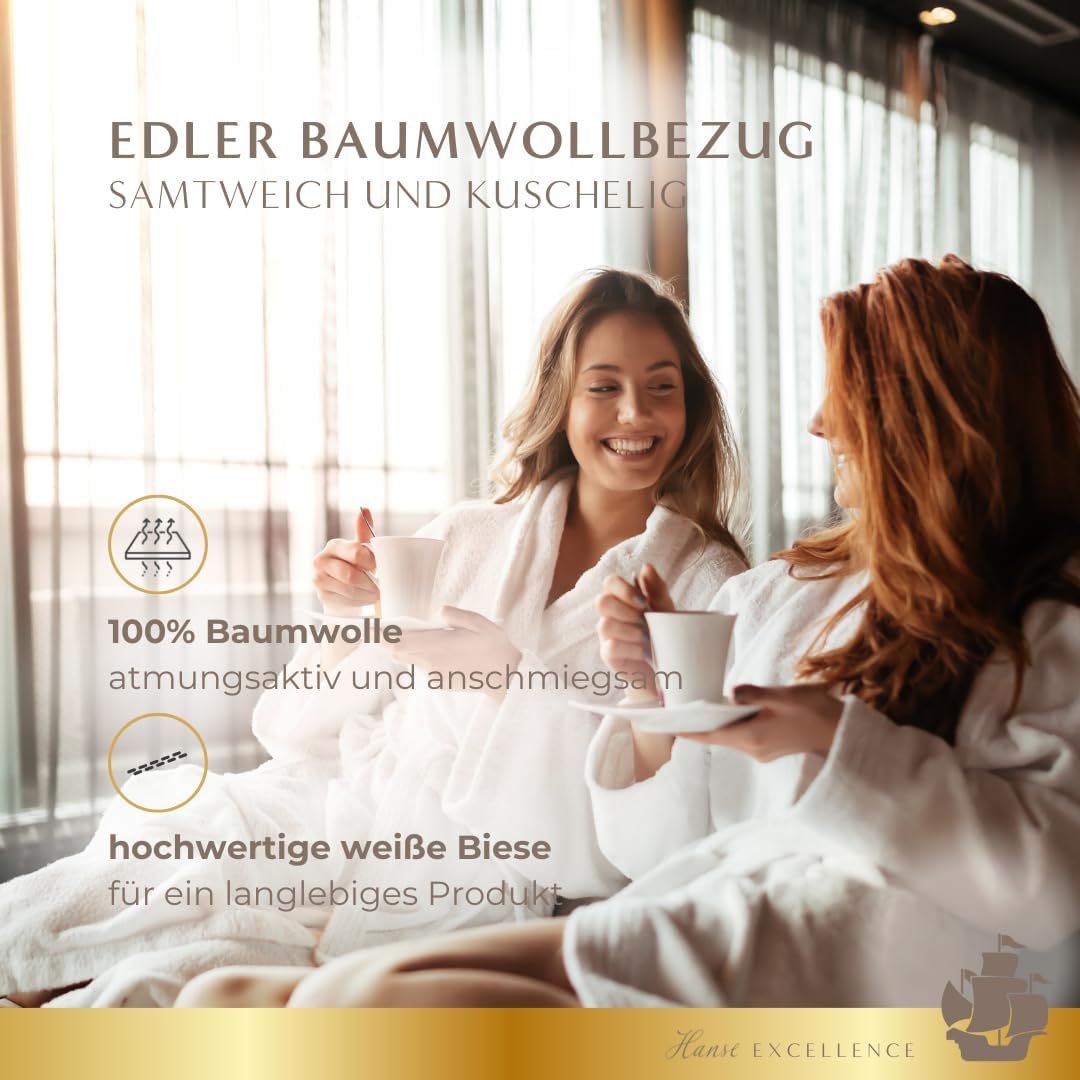 Hanse Excellence Natürlicher Topper 120 x 200cm, bauschig-luxuriöSer Matratzentopper aus Federn & Daunen, 7cm Topper mit natürlichem LiegegefüHL, allergikergeeignet, Made in Germany