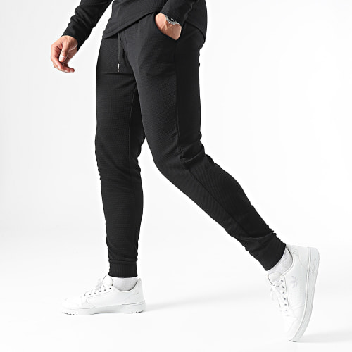 Ensemble Sweat Crewneck Et Pantalon Waffle 0659 Noir