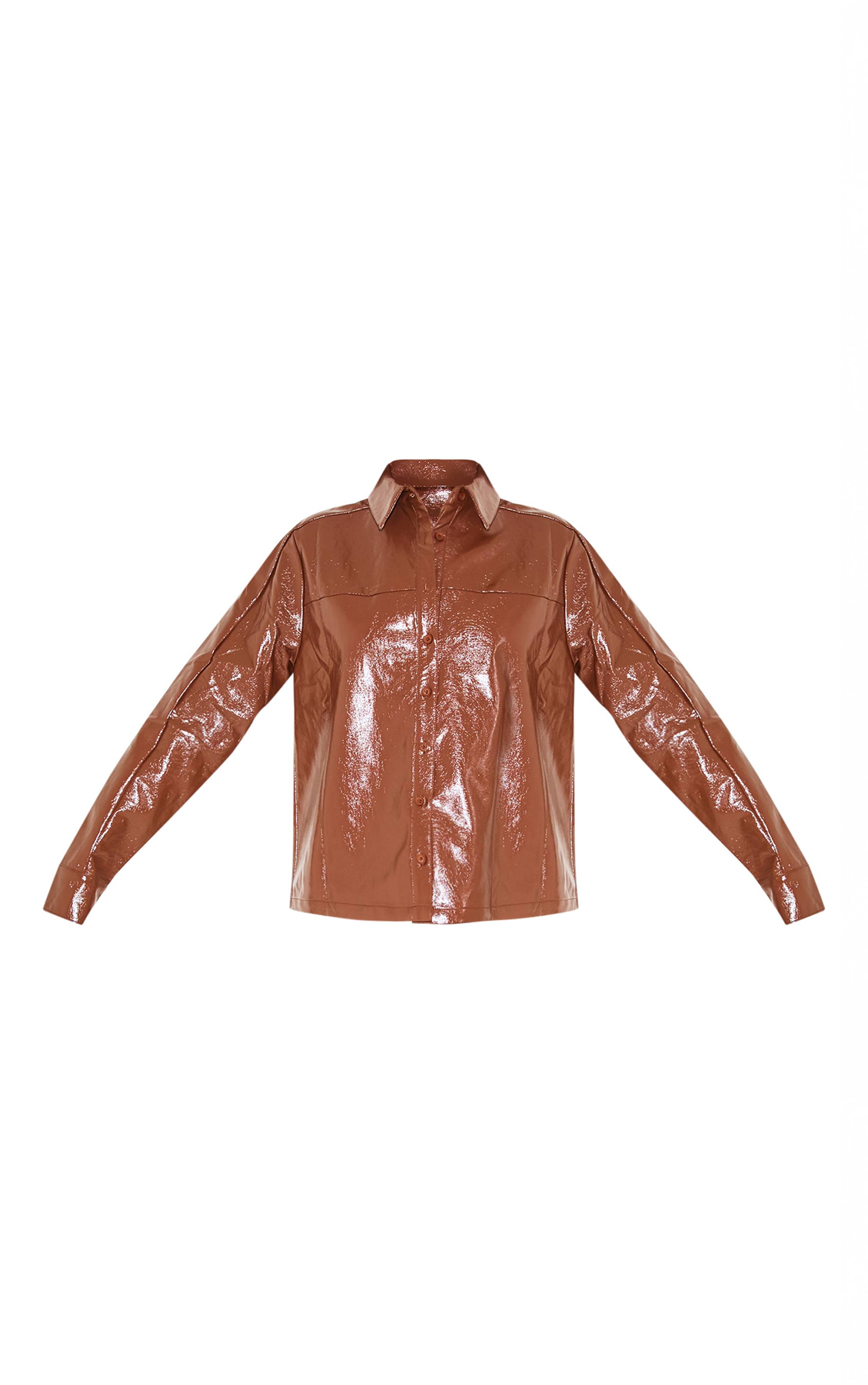 Chocolat Chemise Oversize En Synthétiquecuir